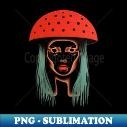 trippy mushroom head woman anime art - sublimation-ready png file - perfect for sublimation mastery