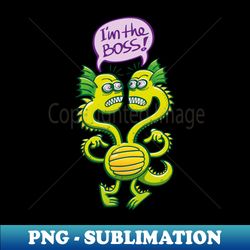 two-headed alien struggling to define which head is the boss - trendy sublimation digital download - vibrant and eye-catching typography