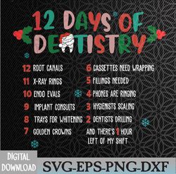 12 day of dentistry christmas dentist dental hygienist svg, eps, png, dxf, digital download