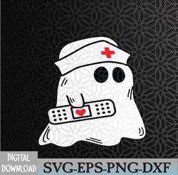 funny nurse ghost gift halloween party kids adult rn nursing  svg,png, epf, dxf, digital, dowload file, cutfile
