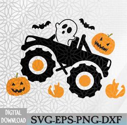 pumpkin monster truck svg, boys halloween svg, ghost svg, dxf, eps, png, kids clipart, fall cut files, boy svg file desi