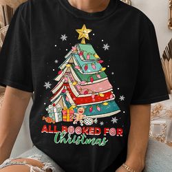 christmas book tree shirt, christmas gift for teacher, book lovers christmas gift, sc