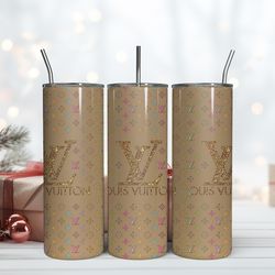 lv 20oz skinny tumbler luxury, fashion designer gift tumbler, fashion girl travel tumbler, fashion women tumbler, fashio