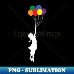 balloon girl - rainbow balloons - premium sublimation digital download - fashionable and fearless