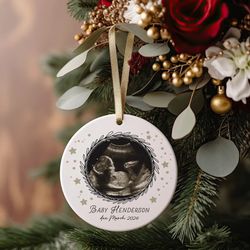 personalized baby photo pregnant ornament, pregnancy ultrasound ornament