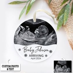 personalized ultrasound ornament, baby photo pregnant christmas ornament