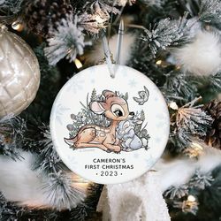 custom name bambi ornament, babys first christmas ornament