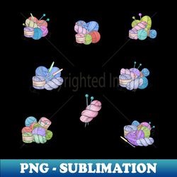 knitting yarn and needles for knitting lover - signature sublimation png file - perfect for personalization