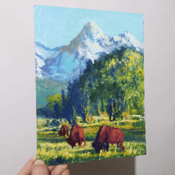 original oil painting american bison