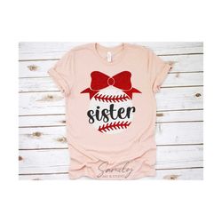 baseball sister svg, baseball bow svg, little sister biggest fan svg, baby girl baseball shirt svg, cut file for cricut and silhouette