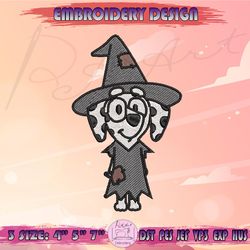 witch chloe embroidery design, halloween bluey embroidery, bluey halloween embroidery, machine embroidery designs
