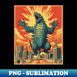 retro vintage godzilla propaganda poster - elegant sublimation png download - fashionable and fearless