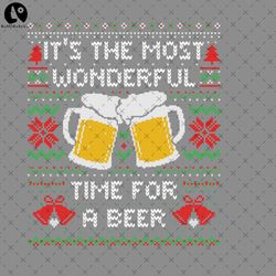 its the most wonderful time for a beer funny ugly christmas sweater png, christmas png dowload