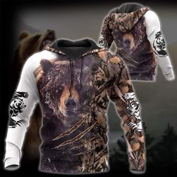 bear hunting all over printed hoodie ai030156