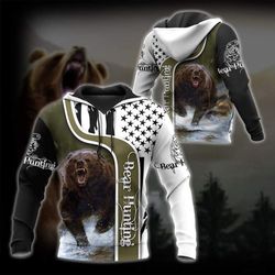 bear hunting all over printed hoodie ai030158