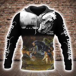 bear hunting all over printed hoodie v130206