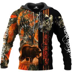 bear hunting camo 3d all over printed hoodie x091285