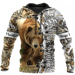bear hunting camo 3d all over printed shirts for men and women