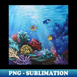 blue underwater under the sea coral reef aquarium saltwater fish - unique sublimation png download - instantly transform your sublimation projects