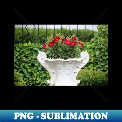 White Marble Floral Planter - Png Sublimation Digital Download - Fashionable And Fearless