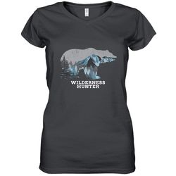 bear wilderness hunter outdoors hunting premium shirt women&8217s v-neck t-shirt