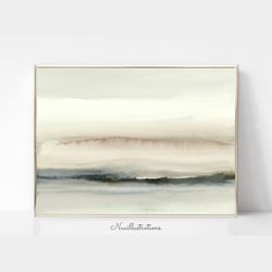 abstract brown landscape watercolor printable wall art, minimalist neutral landscape download digital print gray brown 1