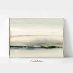 abstract brown landscape watercolor printable wall art, minimalist neutral landscape download digital print gray brown 2