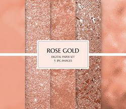 rose gold digital paper, rose gold digital paper set, rose gold background, glitter digital paper, rose gold textures