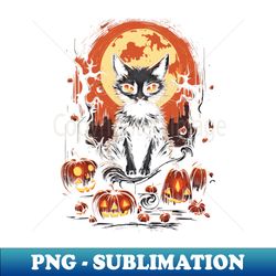 witchy kitty halloween art pumpkin purrfection - decorative sublimation png file - stunning sublimation graphics