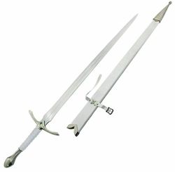 handmade carbon steel sword of glamdring white sword lord of ring with scabbard ancient greek sword, medieval king sword