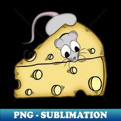 cartoon mouse stuck in swiss cheese - exclusive sublimation digital file - perfect for personalization