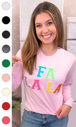 soft ideal chenille fa la la graphic long sleeve t-shirt