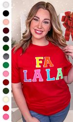 soft ideal chenille fa la la graphic t-shirt