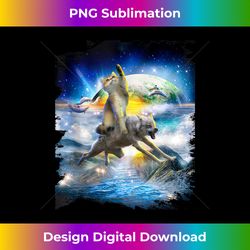 cat riding wolf space galaxy earth tank t - artisanal sublimation png file - chic, bold, and uncompromising