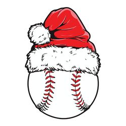christmas baseball ball santa hat svg, baseball ball santa hat christmas, logo christmas svg, instant download