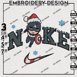 nike captain america embroidery files, christmas captain embroidery design, captain america, machine embroidery design