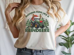 nothing runs like a reindeere christmas tractor shirt, green tractor christmas shirt, christmas tree farm shirt