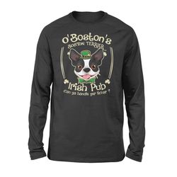 funny st patricks day boston terrier dog irish pub long sleeve t-shirt