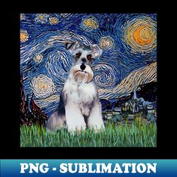 starry night adapted to include a schnauzer natural ears - decorative sublimation png file - add a festive touch to every day