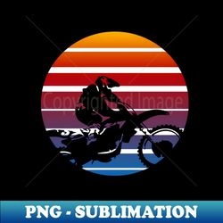 motor x silhouette dirt bike aganst retro sunset - decorative sublimation png file - perfect for personalization