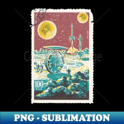 mission to mars sci fi vintage postal stamp space - instant png sublimation download - perfect for creative projects