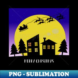 santa claus on the sky night - signature sublimation png file - perfect for personalization