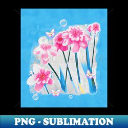 butterflies flowers and bubbles - artistic sublimation digital file - bring your designs to life