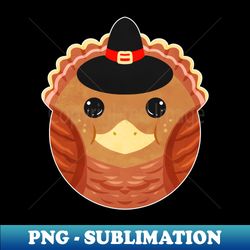 circle round turkey with pilgrims hat for thanksgiving - exclusive png sublimation download - stunning sublimation graphics