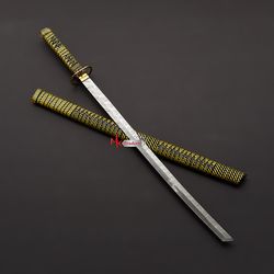 damascus sword, handmade katana anime sword, hand-forged swords, long swords, and handmade tensa zangetsu sword