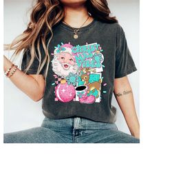 christmas vibes shirt, pink christmas vibes shirts, santa pink christmas shirt, pink santa shirt, cute pink santa shirt,