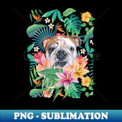 tropical red white english british bulldog 1 - aesthetic sublimation digital file - revolutionize your designs