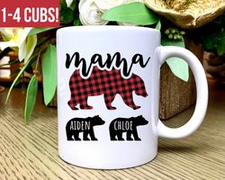 mama bear mug personalized, mama bear with cubs coffee mug, mama bear gift for mothers day