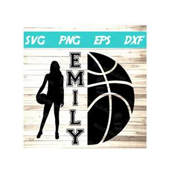 basketball half girl svg png