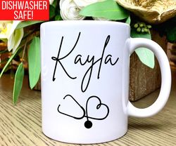 personalized nurse coffee cup, coffee mug for nurses, nurse gift
